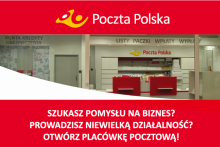 czerowna ramka na niej informacja o możliwości współpracy z Pocztą Polską S.A. w środku zdjęcie ahgenmcji pocztowej