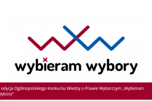 tablica biało czerwono niebieska z czarnym napisem wybieeram wybory