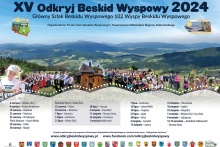 baner informujący oa XV edycji akcji ODKRYJ BESKID WYSPOWY, na dole napis gdzie odbywają się kolejne spotkania