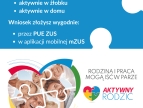 Aktywny rodzic biało niebieski plakat z informacjami dotyczącymi świadczenia