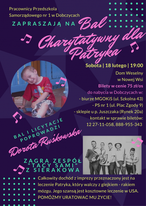 Plakat Bal charytatywny dla Patryka