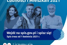 Narodowy Spis Ludności i Mieszkań 2021 na obrazku grupa czterech osób