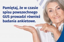 grafika informacyjna z napisem: Pamiętaj, że w czasie spidu powszechnego GUS prowadzi również badania ankietowe