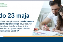 Dodatkowy zasiłek opiekuńczy do 23 maja - grafika informacyjna