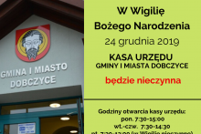 baner - kasa urzędu w Wigilię nieczynna