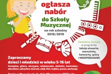 plakat - nabór do szkoły muzycznej I stopnia w Dobczycach