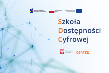 SDC czyli Szkoła Dostępności Cyfrowej baner z logotypami projektowymi