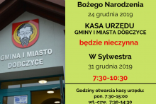 Kasa urzędu - godziny otwarcia w Wigilię i Sylwestra