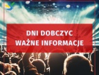 zdjęcia na dole tłum osób ich głowy, w lweym górnym roku logo Dobczyc, na środku na czerwonym tle napis "DNI DOBCZYC WAŻNE INFORMACJE"