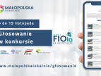 grafika poglądowa po lewej stronie logo małopolski, poniżej napis 6 do 9 listopada głosowanie w konkursie, po prawej stronie w dłoni smartfon na którym wyświetlana jest strona głosowania