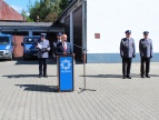 Burmistrz Paweł Machnicki podczas uroczystości związanej ze Świętem Policji w Myślenicach