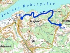 mapa okolic dobczyc z zaznaczoną trasą wyściu na odcinku Droginia - Brzezowa