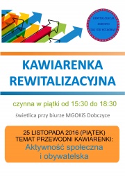 plakat - Kawiarenka rewitalizacyjna - Aktywność społeczna i obywatelska