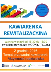 plakat - Kawiarenka rewitalizacyjna - Aktywność rodzicielska