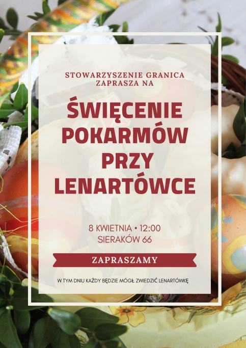 plakat informujący o święceniu pokarmów przy Lenartówce