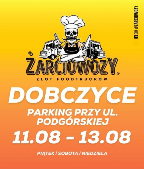 żółto- pomarańczowy plakat  z białą grafiką 