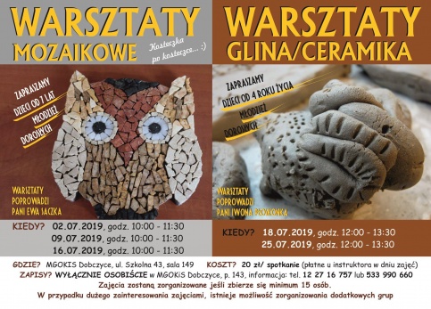 plakat - warsztaty z mozaiki i ceramiczne