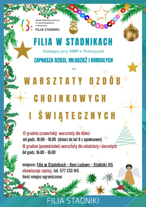 Warstzty ozdób choinkowych i światecznych w Stadnickach plakat