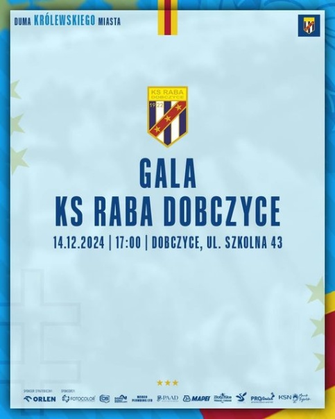 plakat gala ksa raba logo klubu na środku wraz z informacją o Gali