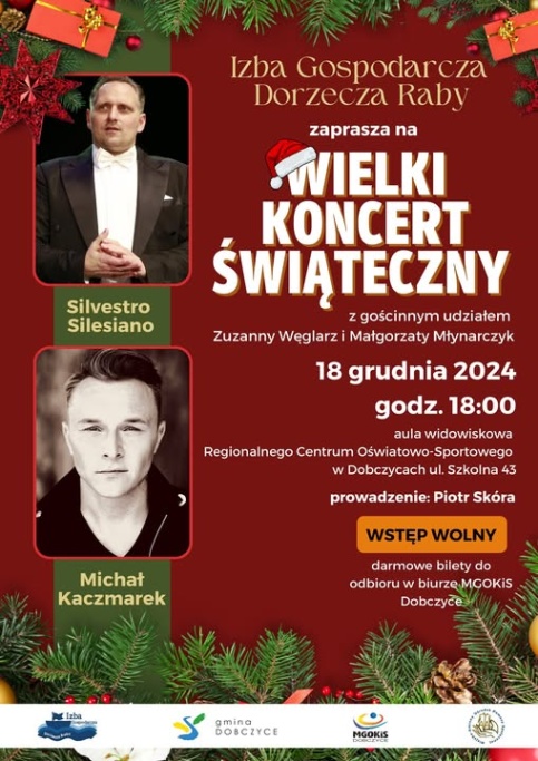 WIELKI KONCERT ŚWIĄTECZNY plakat zdjęcia dwóch artystów i opis