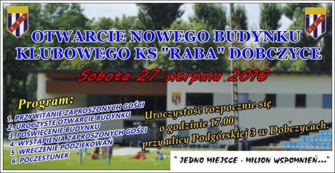 PLAKAT KS RABA OTWARCIE BUDYNKU