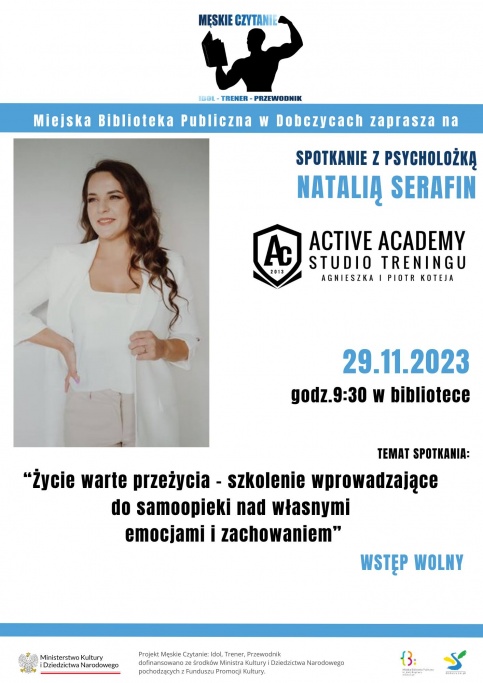 biało- niebieski plakat z kobietą w białym ubraniu 