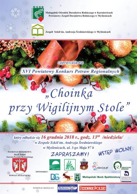 plakat - XVI Powiatowy Konkurs Potraw Regionalnych "Choinka przy wigilijnym stole"